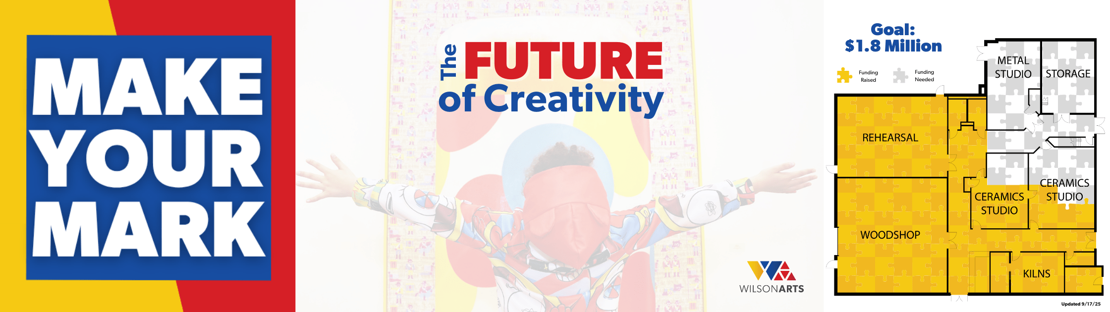 Make Your Mark - The Future of Creativity with a young man facing a wall of art with arms outstretched