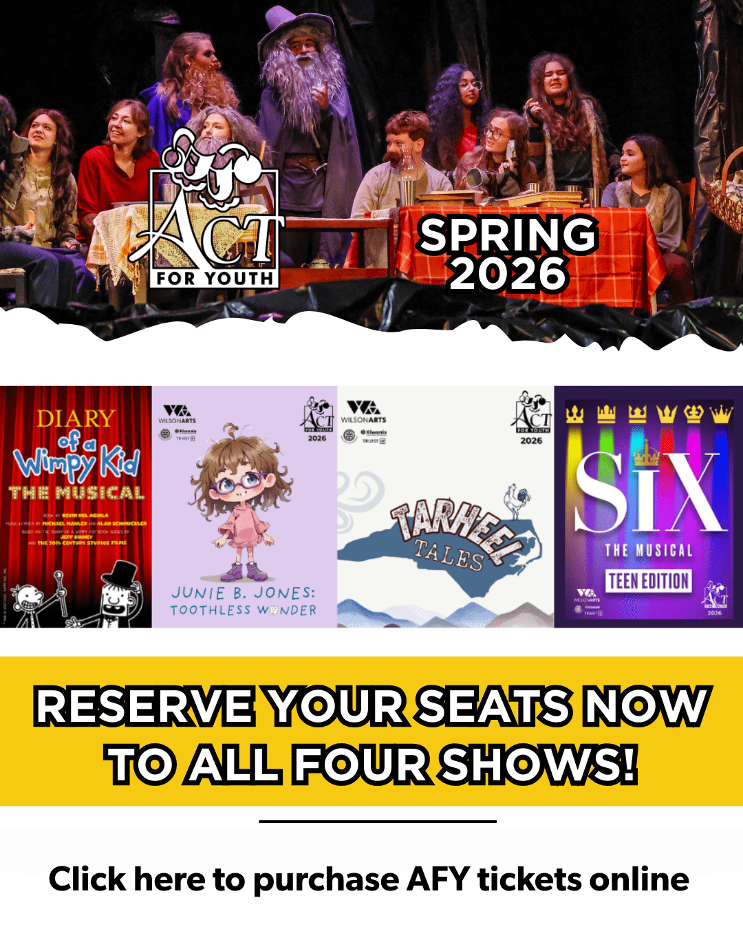 Click here to order tickets to one of the Spring 2026 ACT! for Youth performances