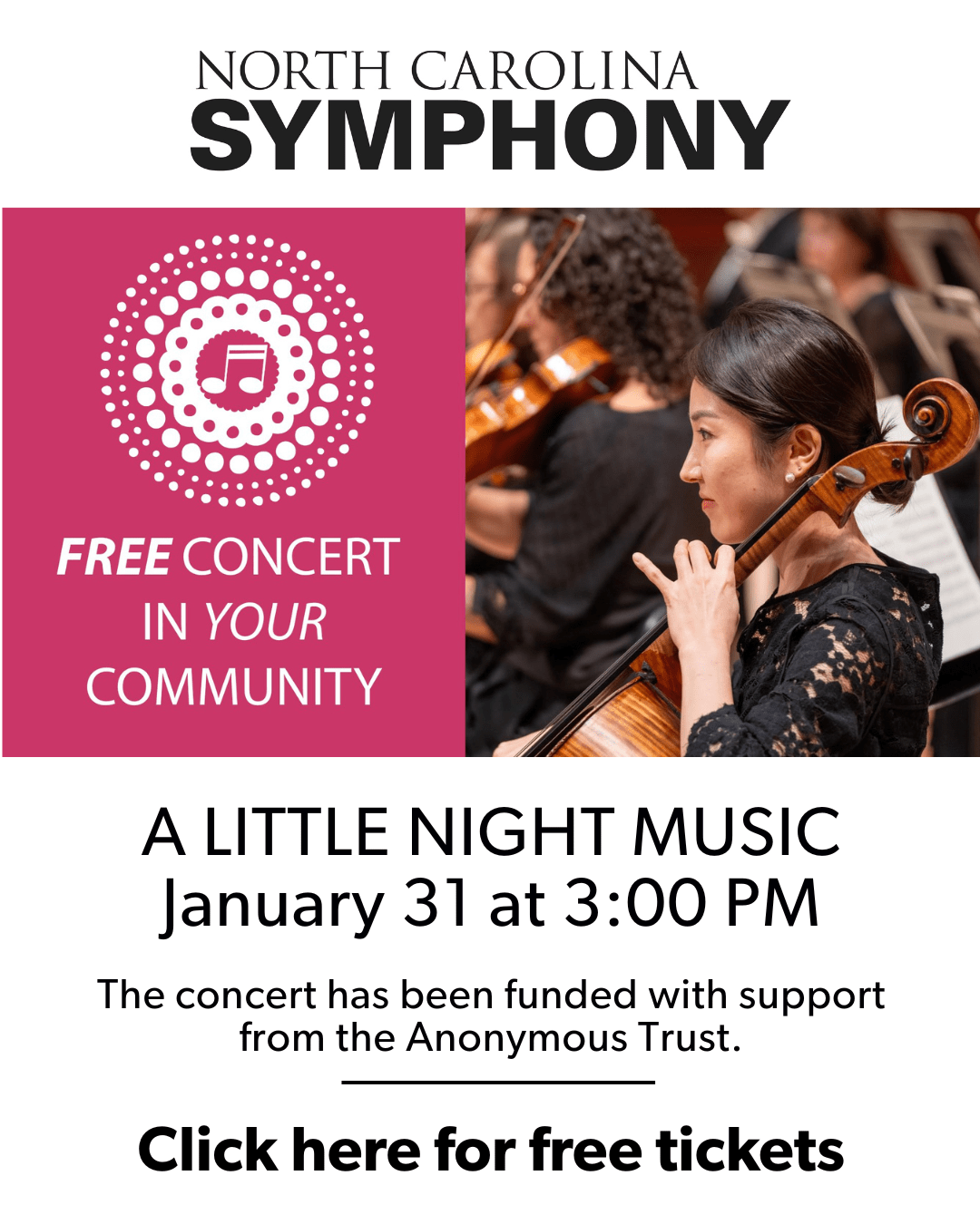 Click here for free tickets to the North Carolina Symphony's community concert