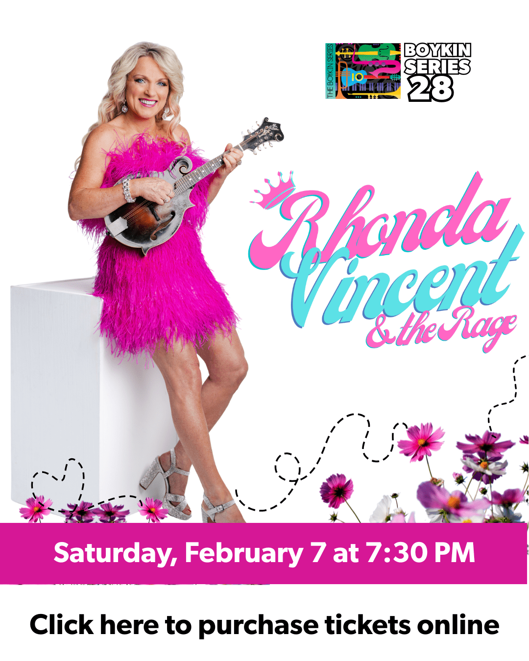 Click here to order tickets to see Rhonda Vincent at the Boykin Center on February 7